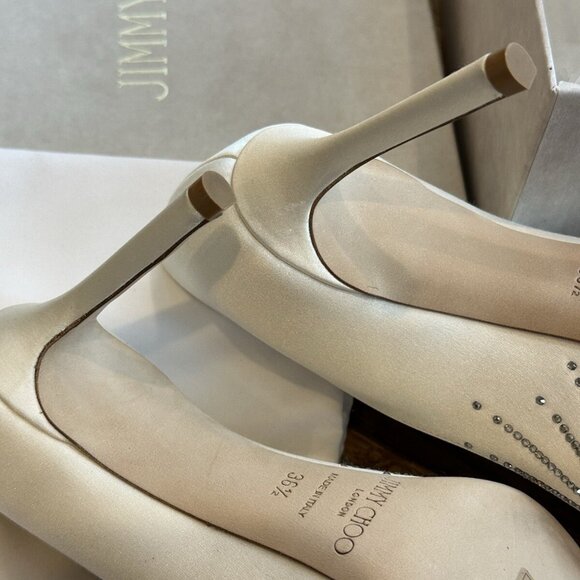 Jimmy Choo Romy Ivory Shooting Crystals on Satin - Picture 9 of 12
